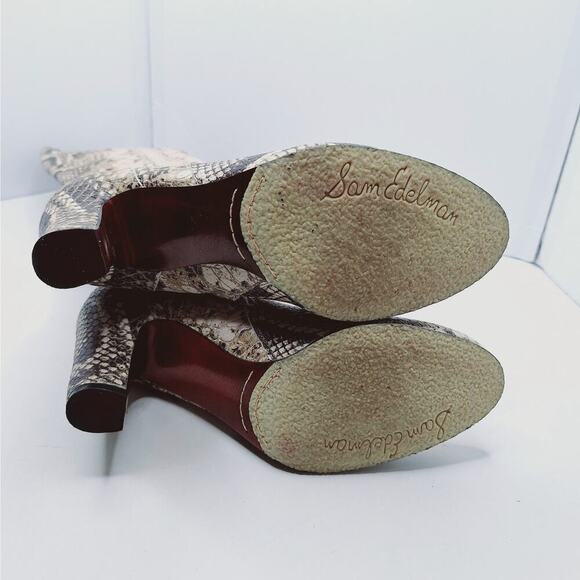 Sam Edelman SERAPHINA Knee High Boots Snake Womens 8.5 Roccia Almond Toe Heel - Picture 8 of 11